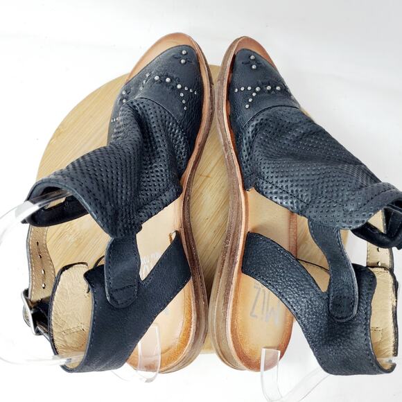 Miz Mooz Sandals Womens 37 Fifi Black Leather Boho Bootie Ankle Strap Shoes - Picture 9 of 11